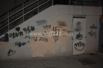  بالصور: شعارات "الموت لليهود والصليب المعكوف" على جدار أحد المباني وسط يافا